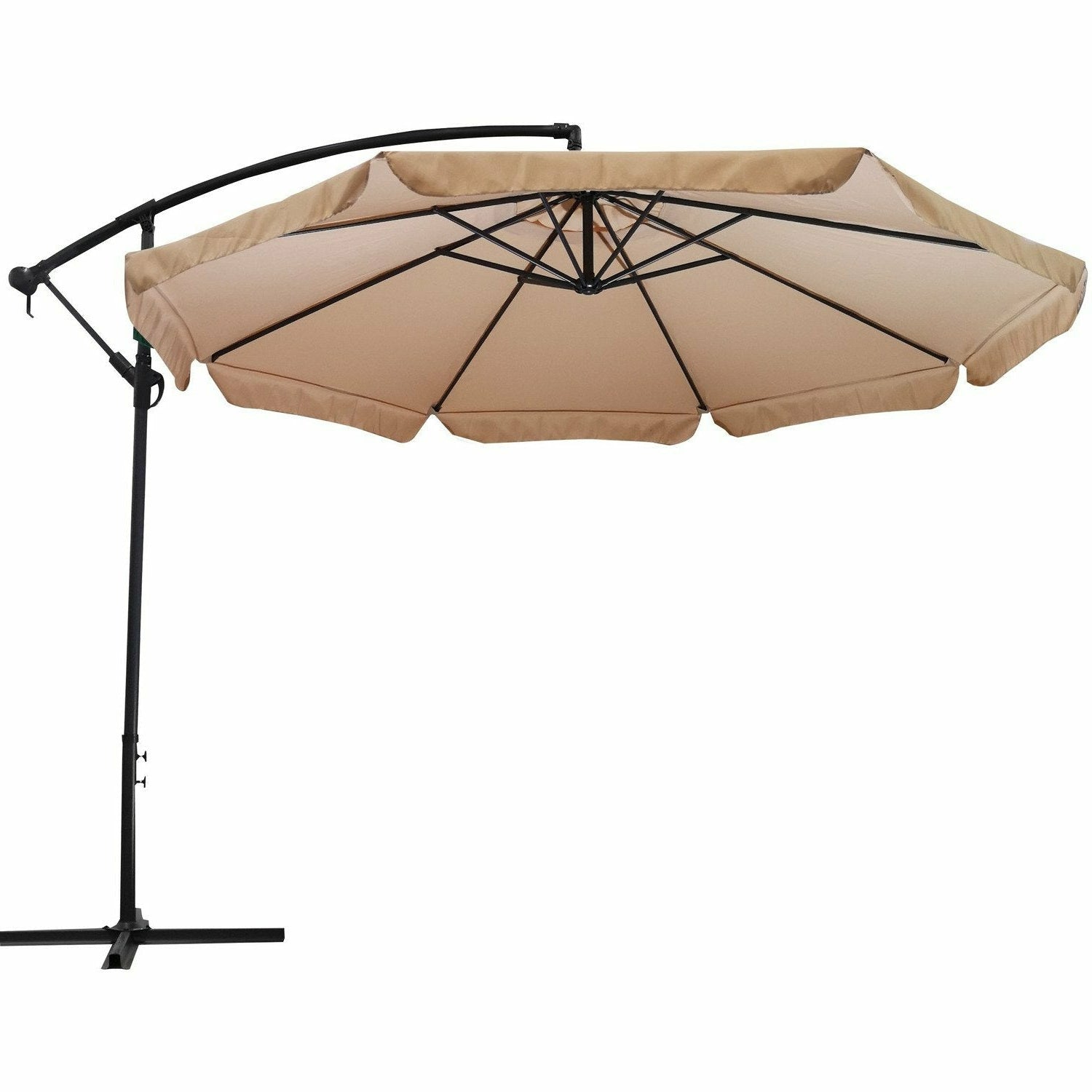 VESTIAMO CASA GIARDINO - Ombrellone Tondo Camel a lampada con carrucola - h250 cm x diametro 300 cm